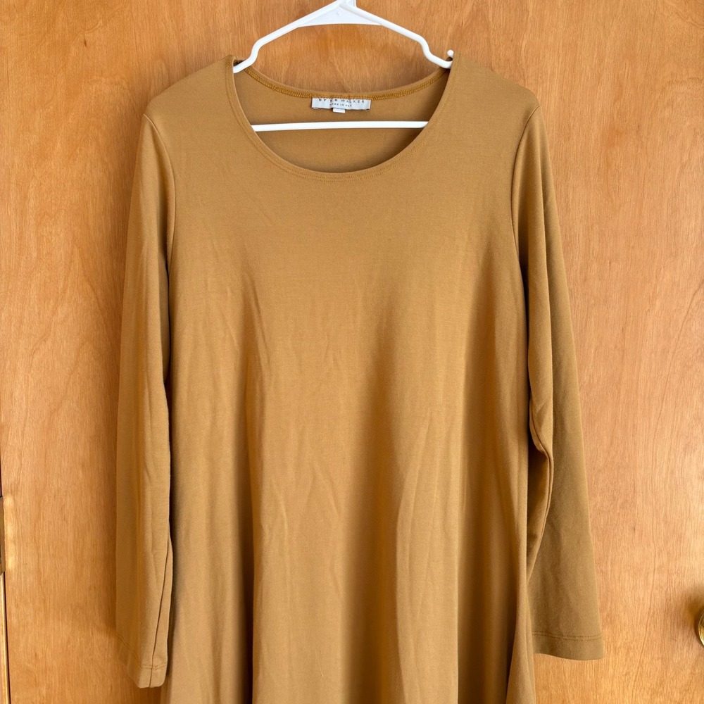 Bryn Walker Tunic Top Womens Medium Mustard Yellow Long Sleeve Sharkbite Hem - Picture 4 of 9